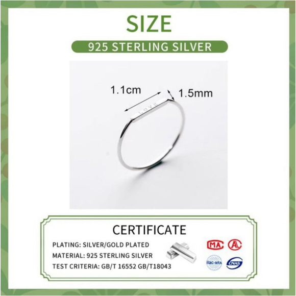 NEW Women's Dainty White Gold-Plated S925 LOVE Bar Band Ring Size 5 - Picture 7 of 15